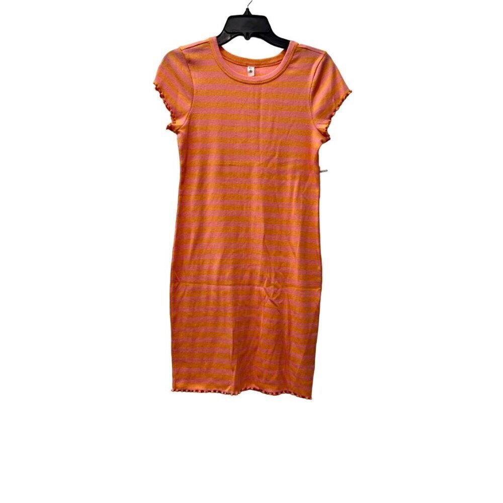 New BP Shirt Dress Orange Pink Charm Stripe Organic Cotton Blend